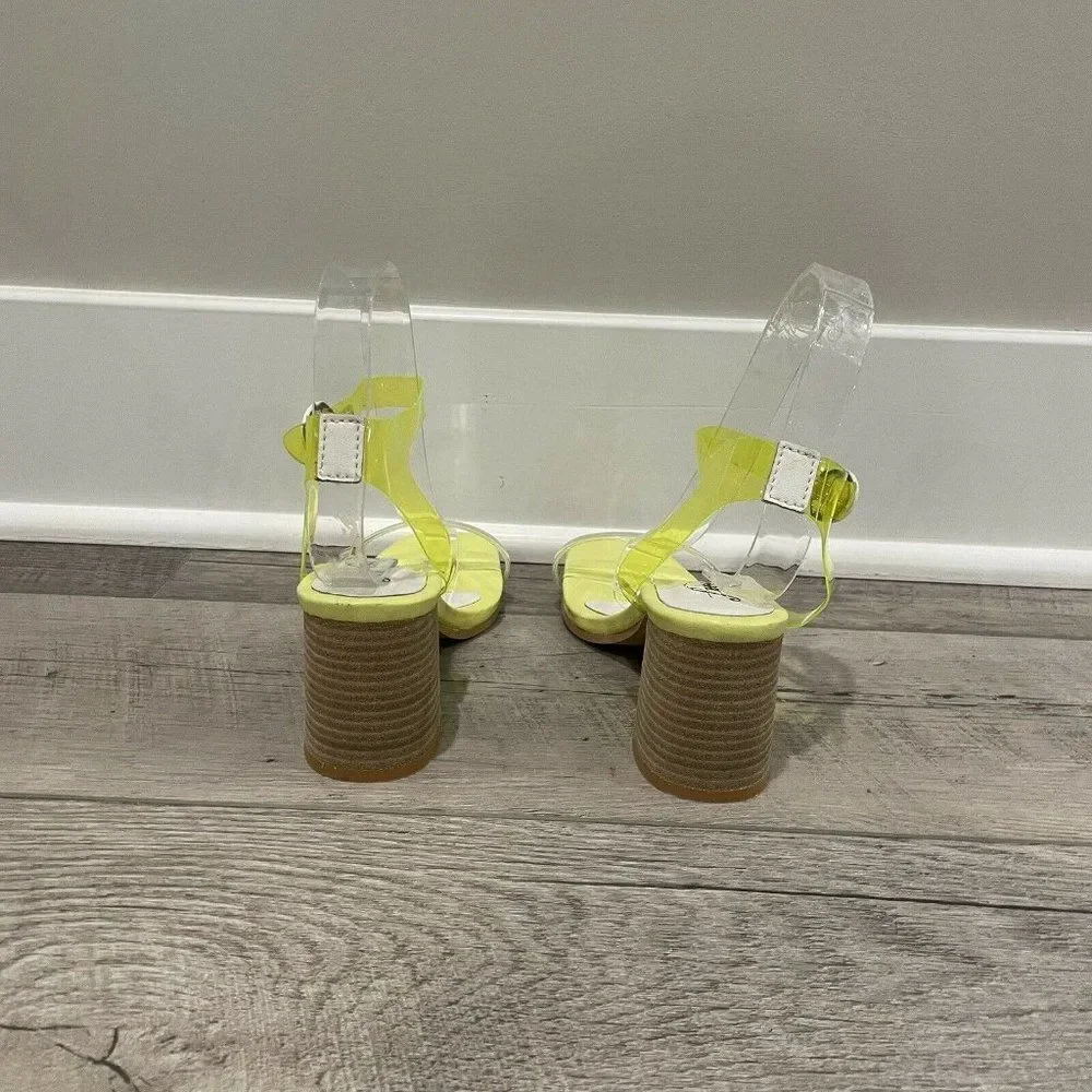 Free‎ People Block Heel Sandal Womens 36 Yellow Natal Transparent NEW
